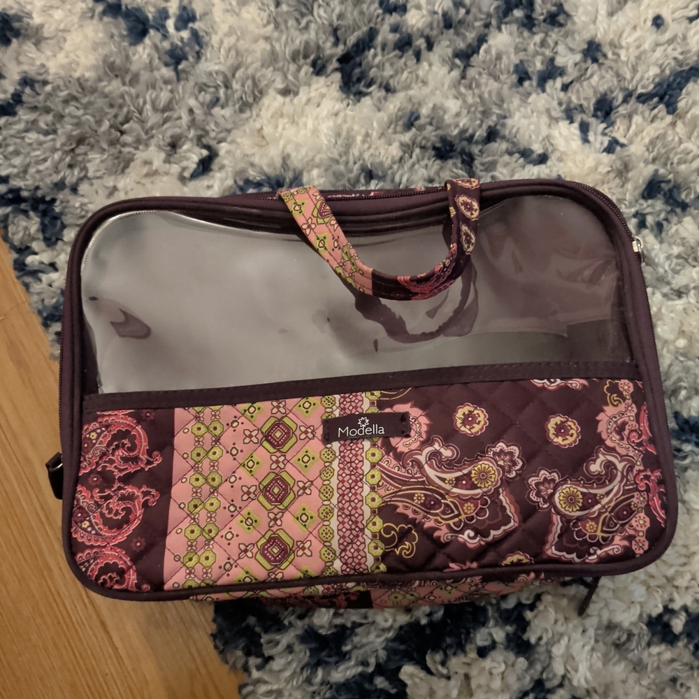 Modella Burgundy and Pink Patterned Cosmetic Organizer